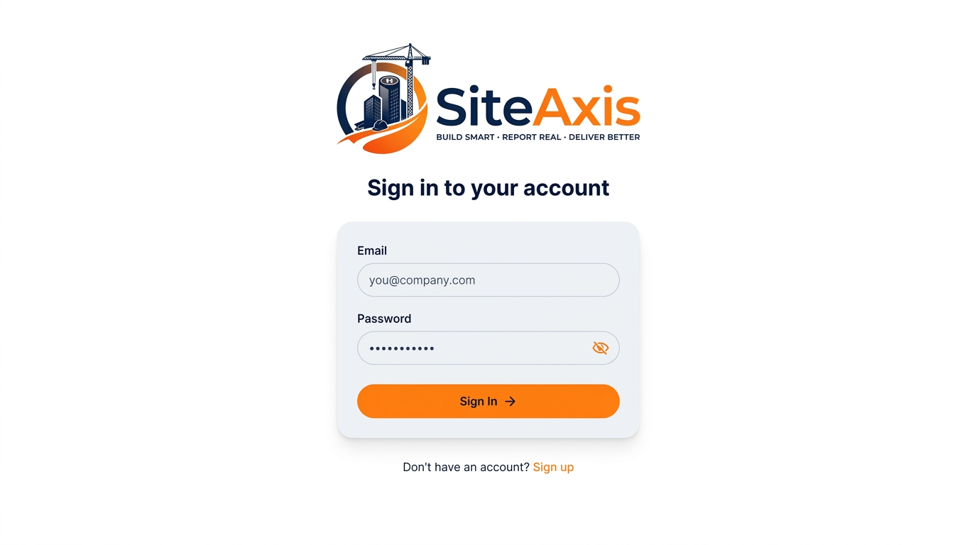 SiteAxis sign-in screen